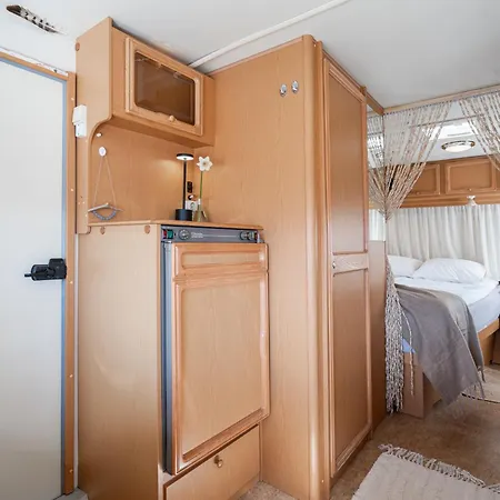 Retro Camper In Center